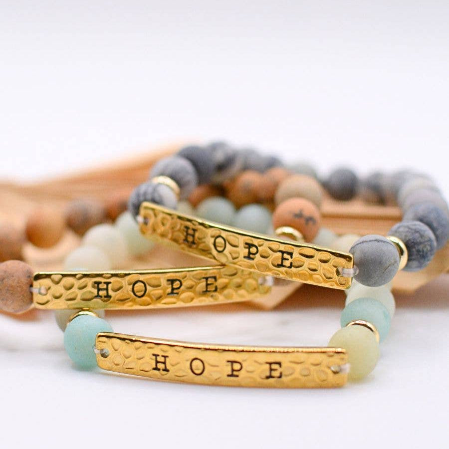 Hope- Stone and gold bracelet