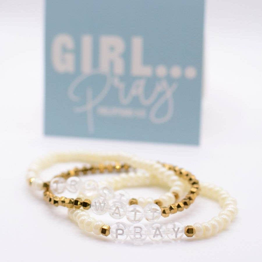 Pray Wait Trust- 3 Bracelet Set
