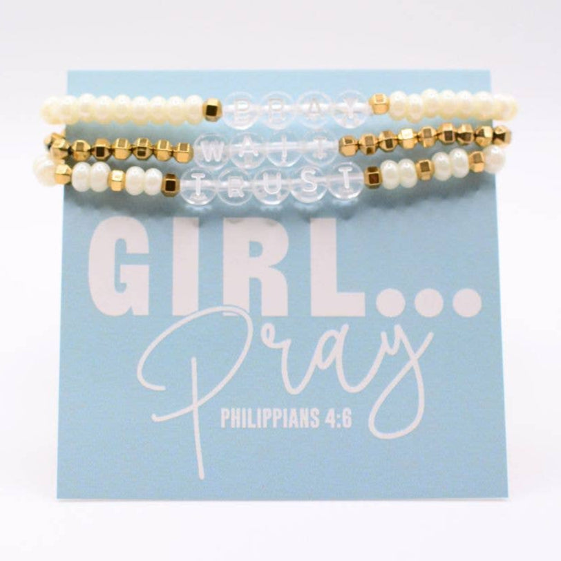 Pray Wait Trust- 3 Bracelet Set