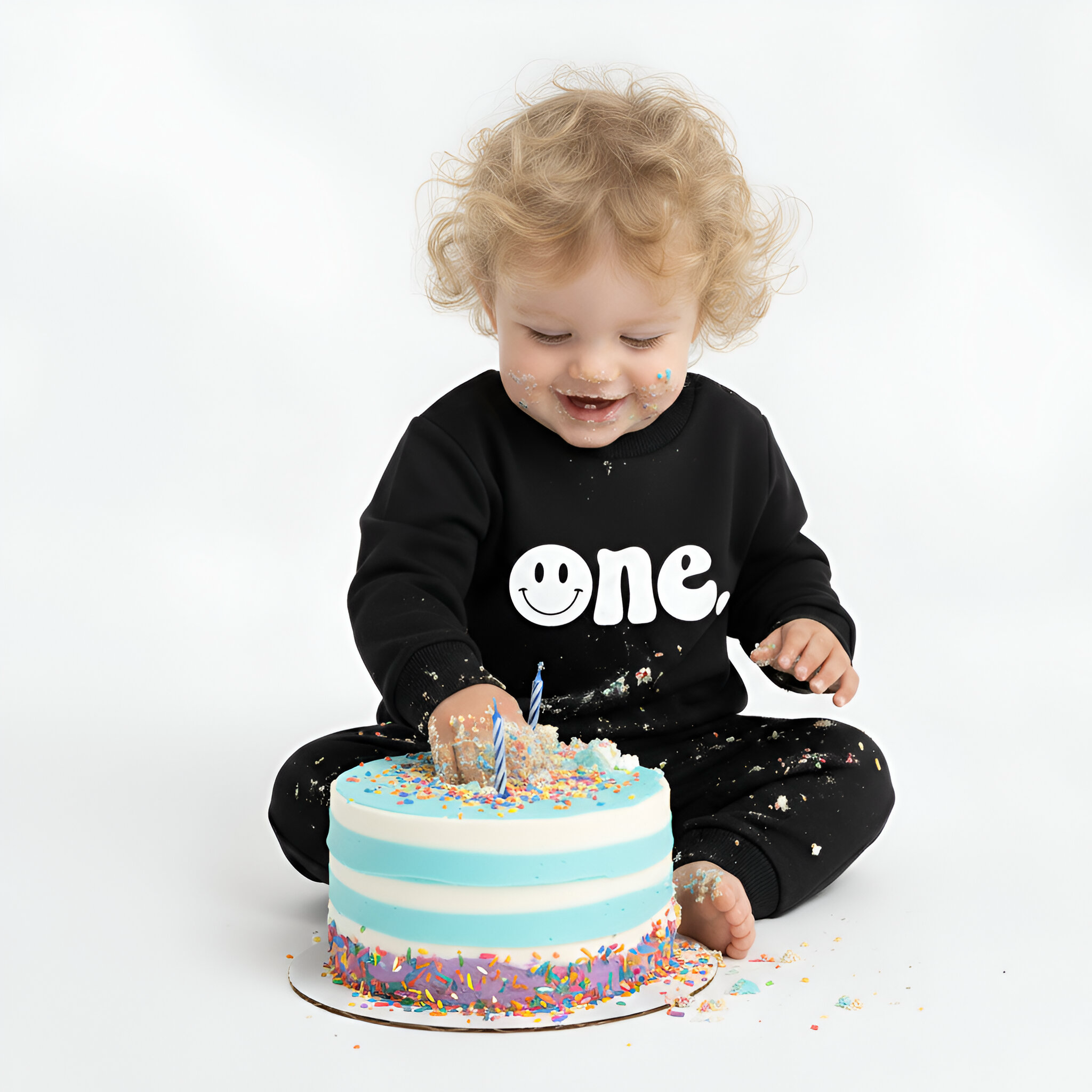 SALE- One. Smiley first birthday- Organic cotton infant and toddler sweatshirt