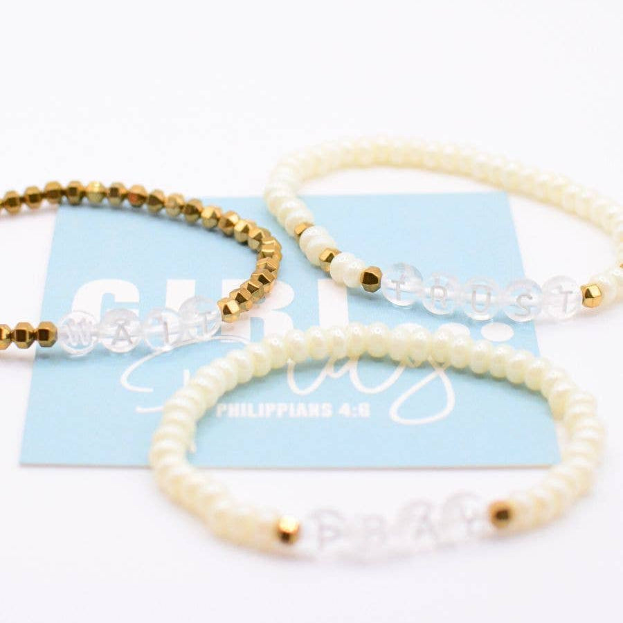 Pray Wait Trust- 3 Bracelet Set