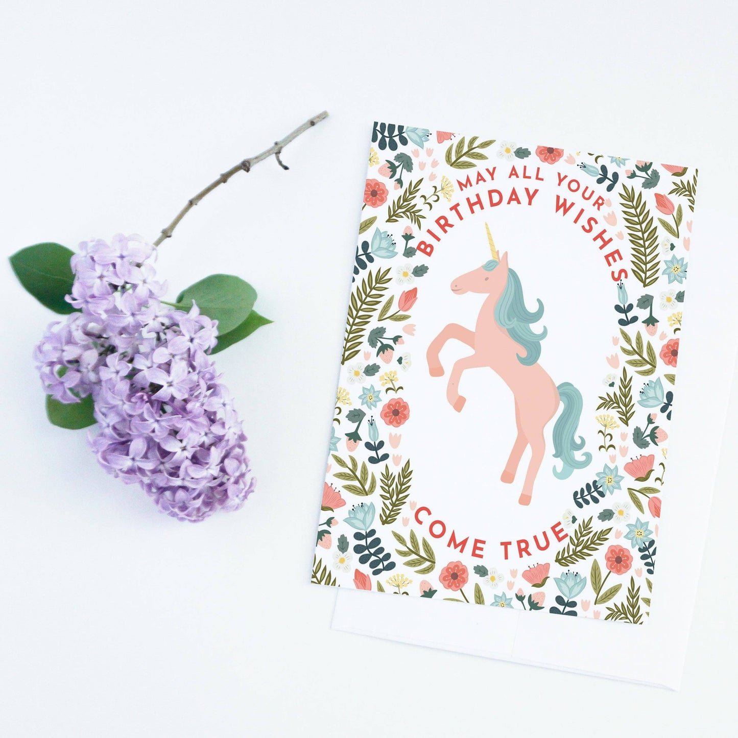 Floral Unicorn Birthday Card - Summit and Nest