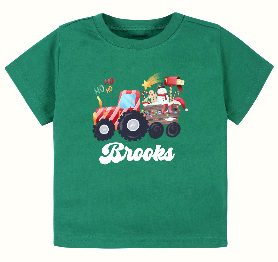 Christmas tractor (customized)- Children's shirt and infant bodysuit - Summit and Nest