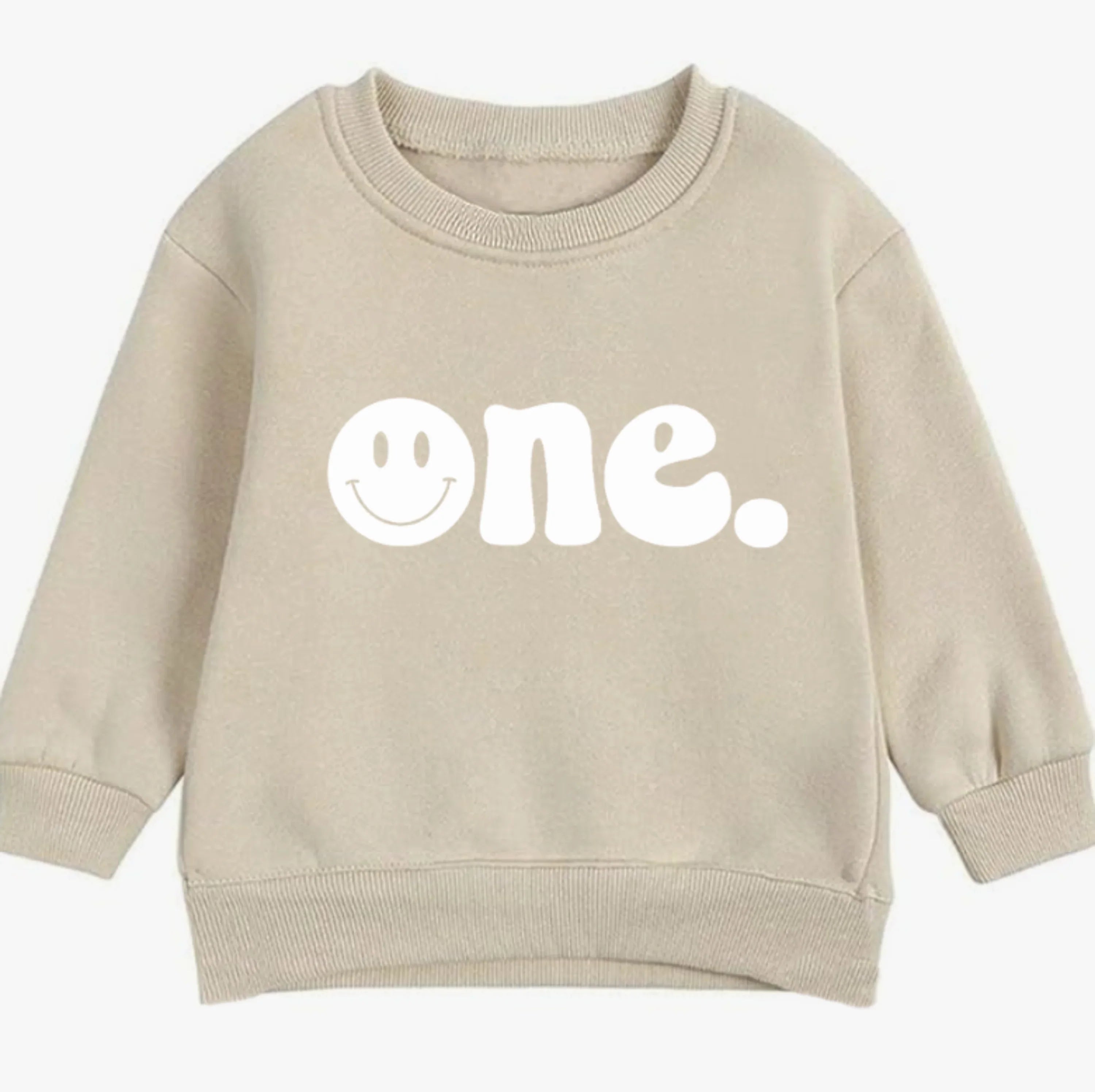 One. Smiley first birthday- Organic cotton infant and toddler sweatshirt - Summit and Nest