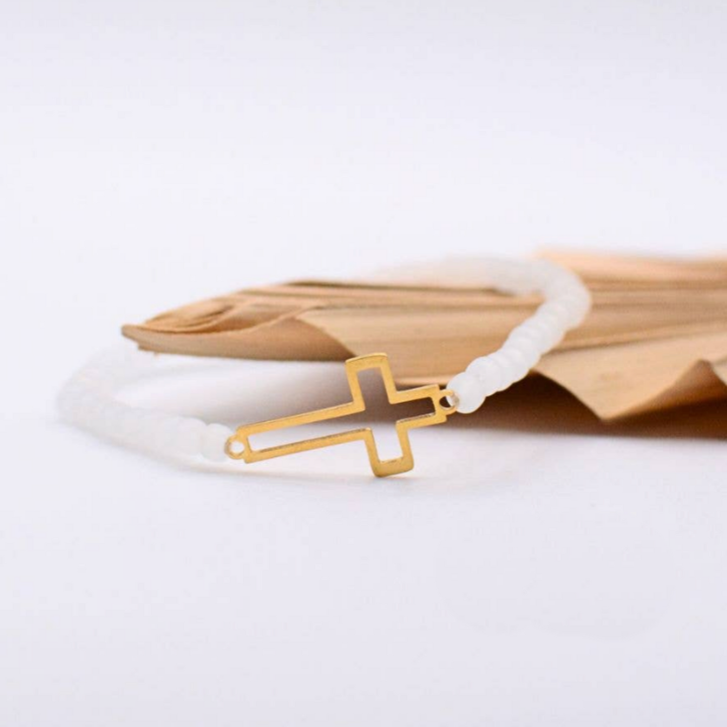 Gold Cross Beaded Bracelet- Women's