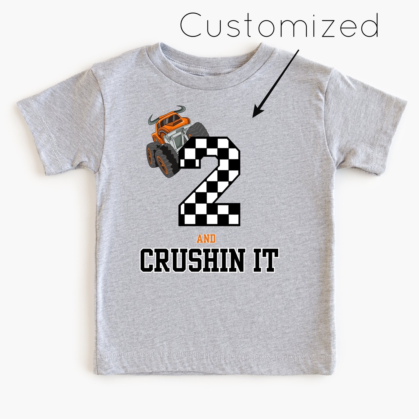 Crushin it- Customized- Monster truck children's tee shirt - Summit and Nest