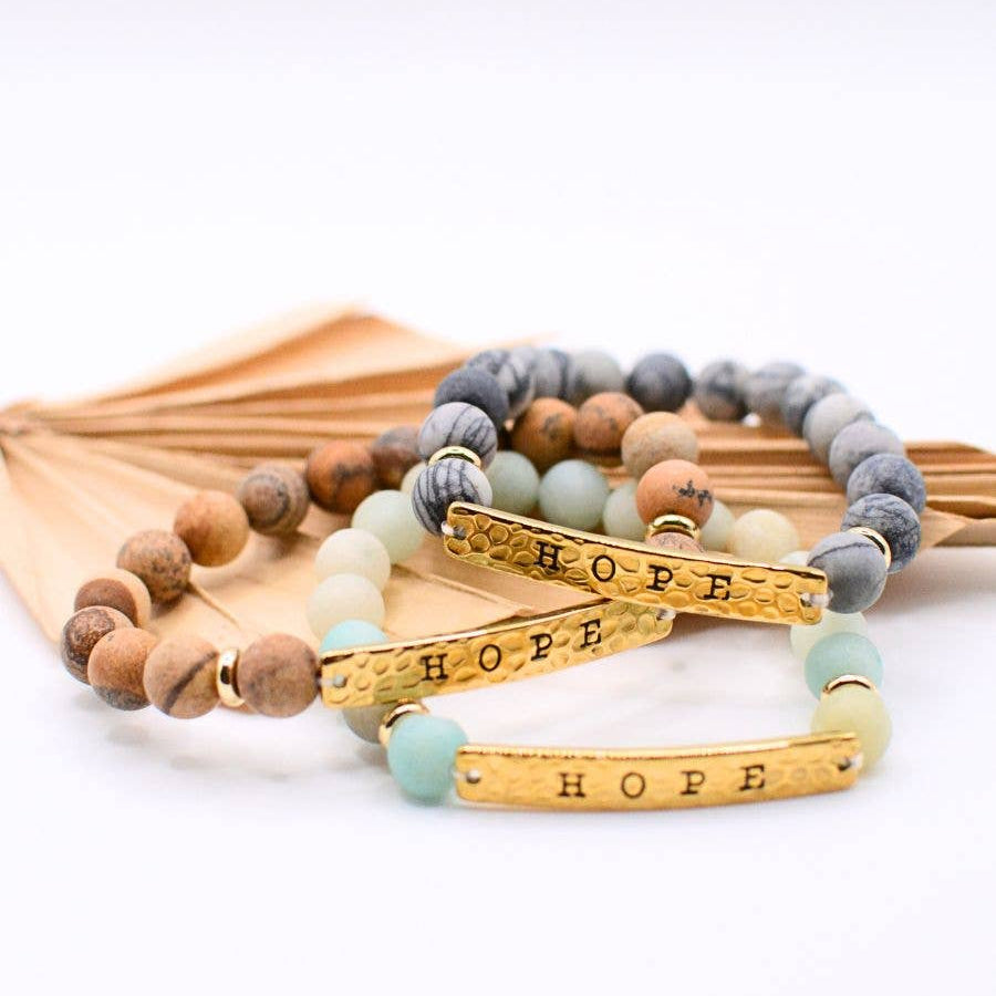 Hope- Stone and gold bracelet