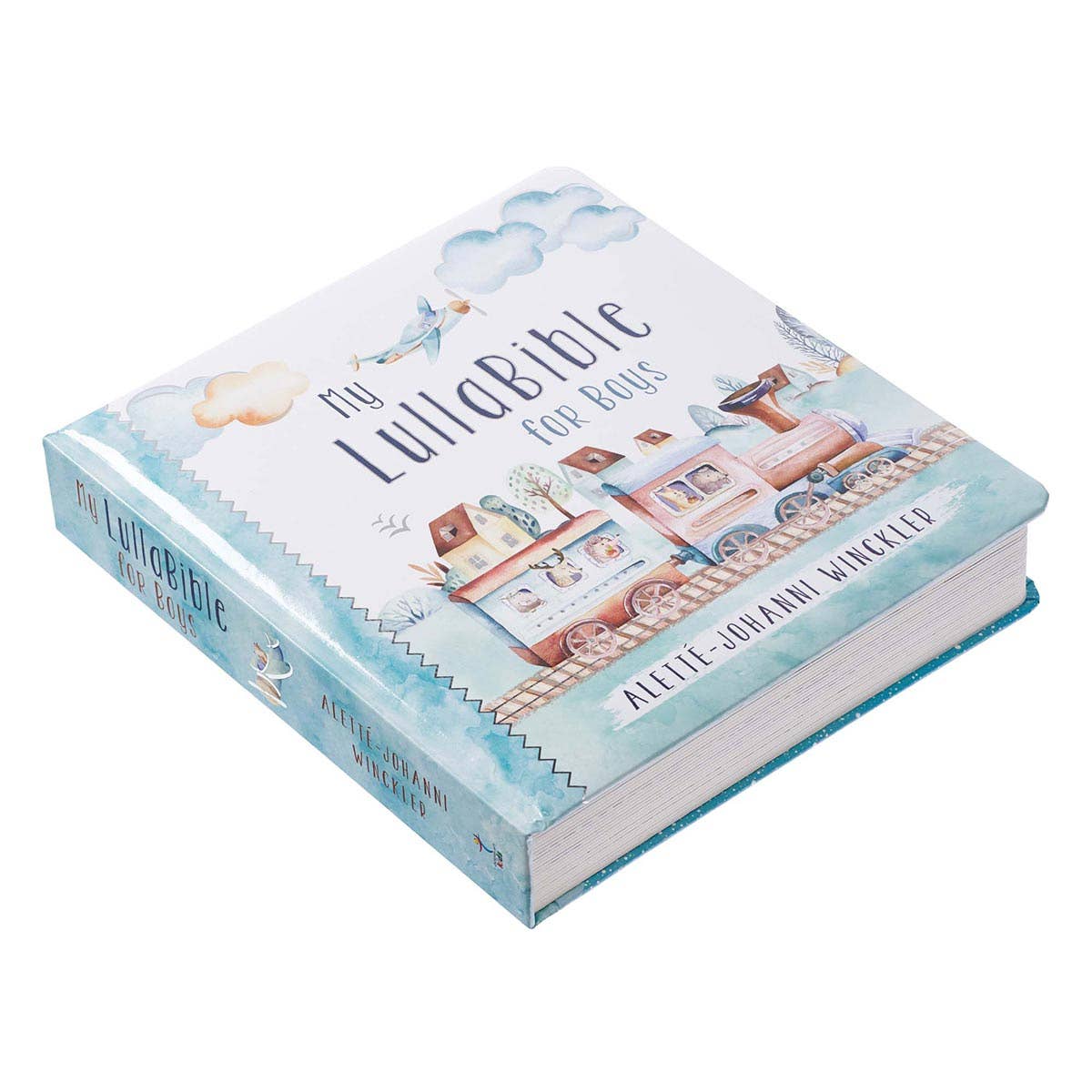 Book titled 'My Lullabye for Boys' with illustrations on a white background