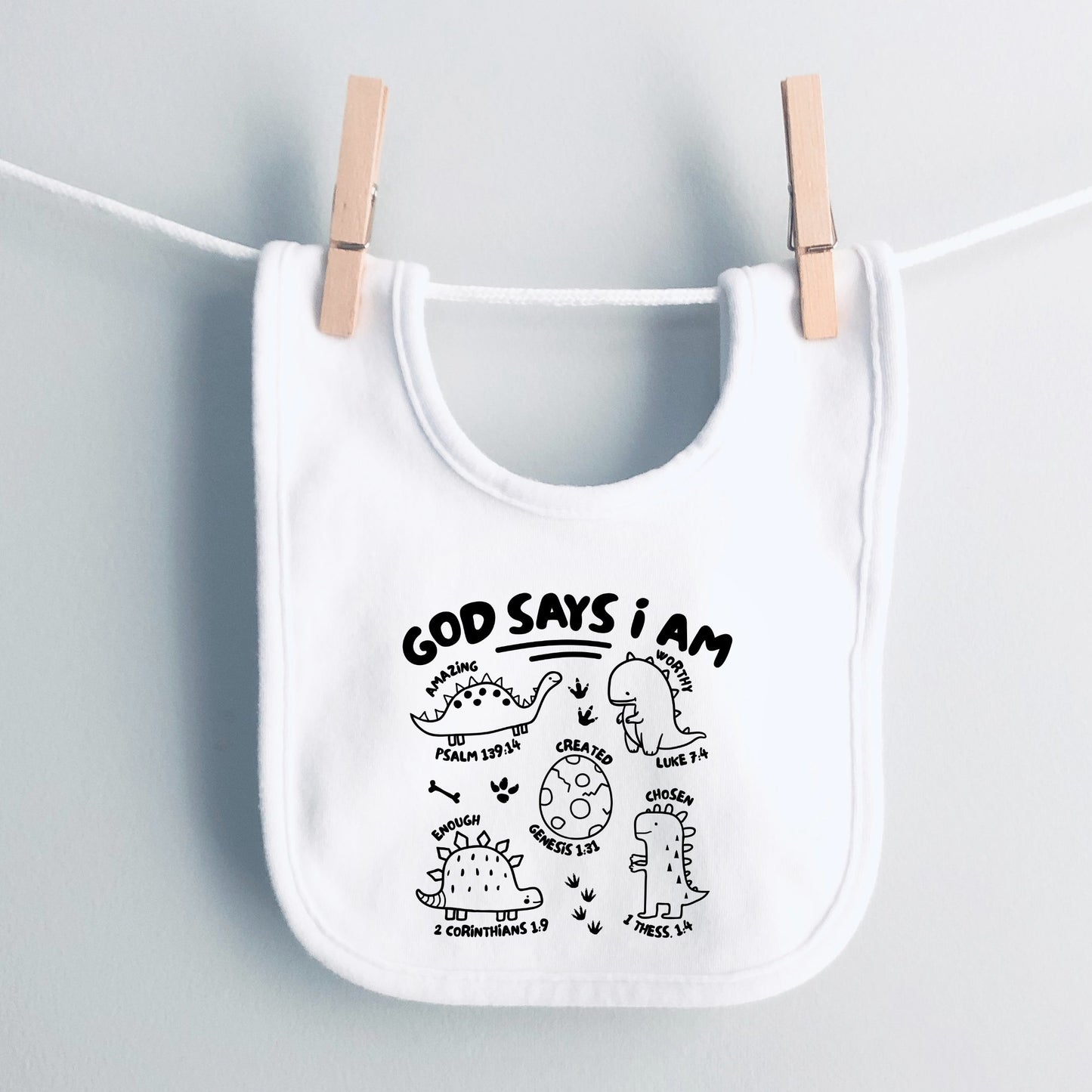 God Says...Dinos- Cotton infant bib