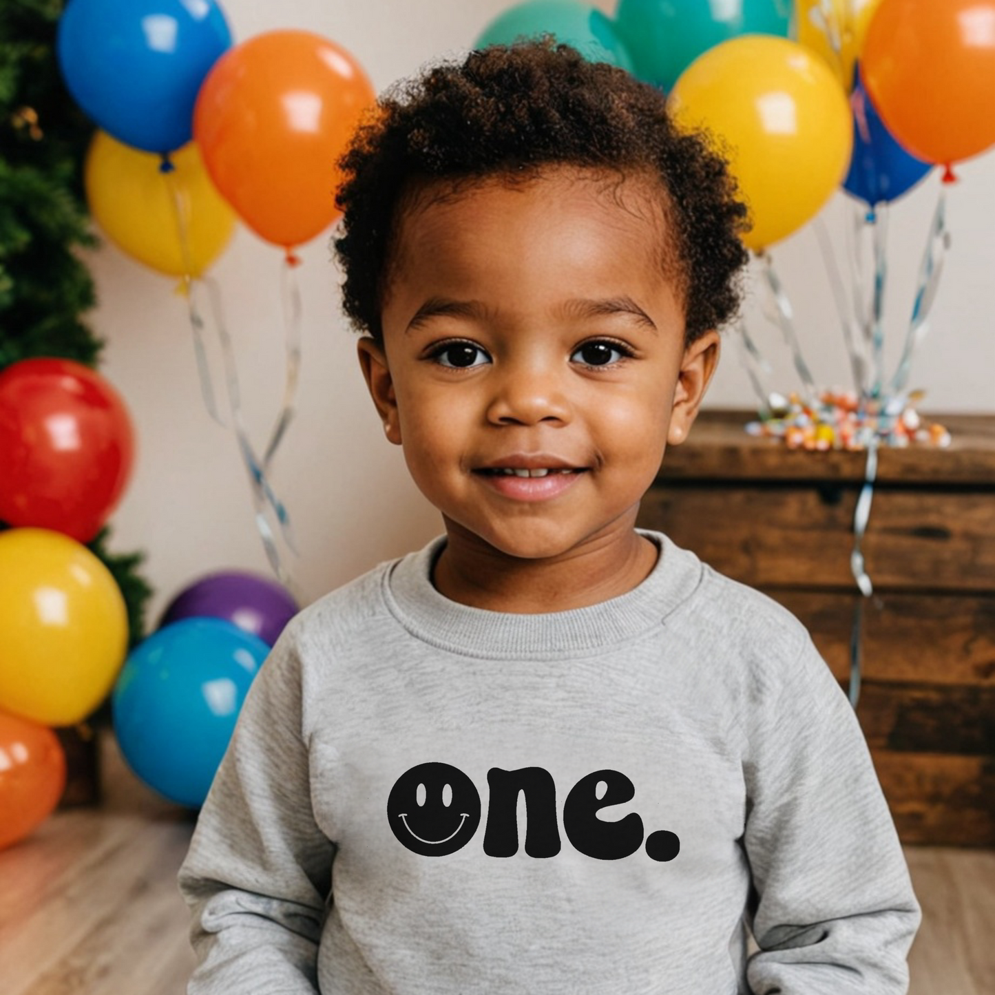 One. Smiley first birthday- Organic cotton infant and toddler sweatshirt - Summit and Nest