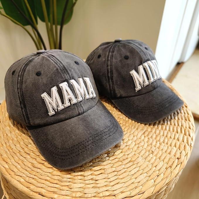 Mama and Mini Embroidered Hat Set- Gray - Summit and Nest
