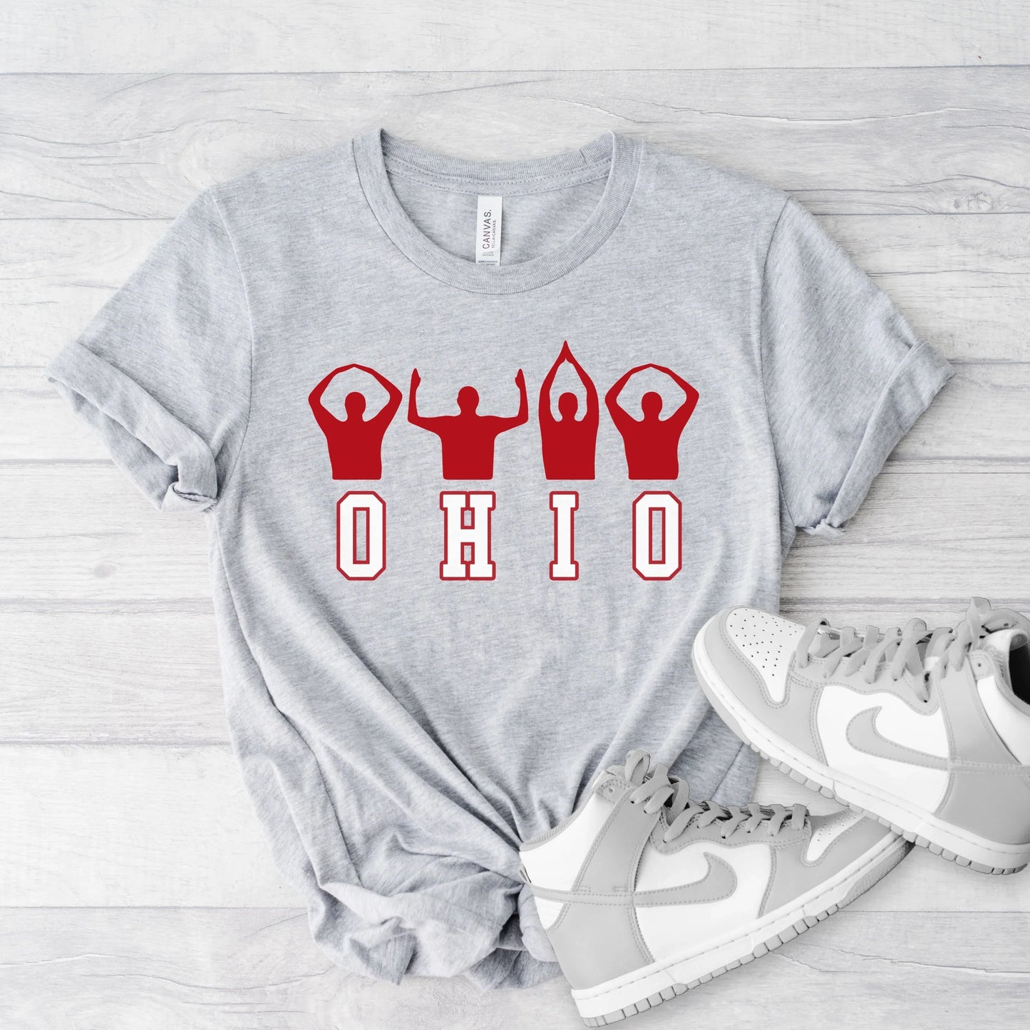 gray ohio state shirt. ohio referee signals