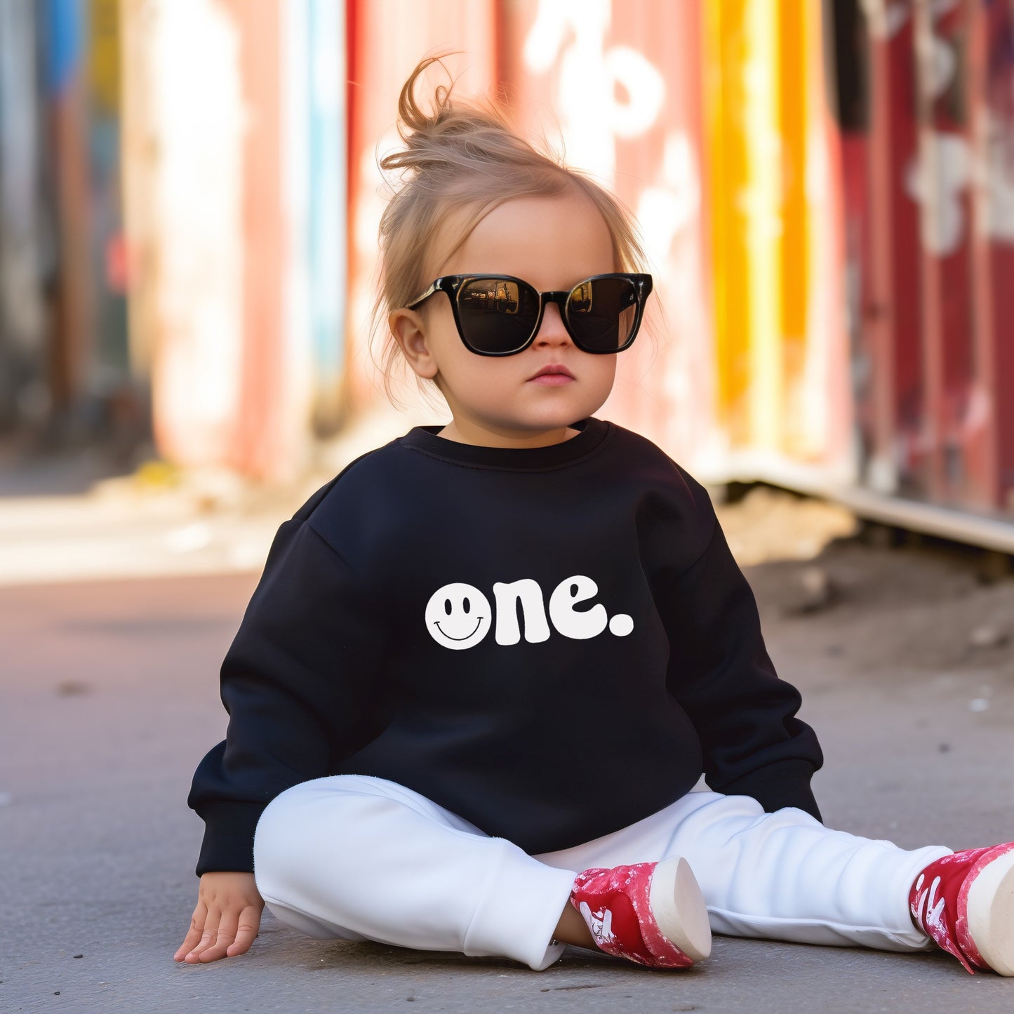 One. Smiley first birthday- Organic cotton infant and toddler sweatshirt - Summit and Nest