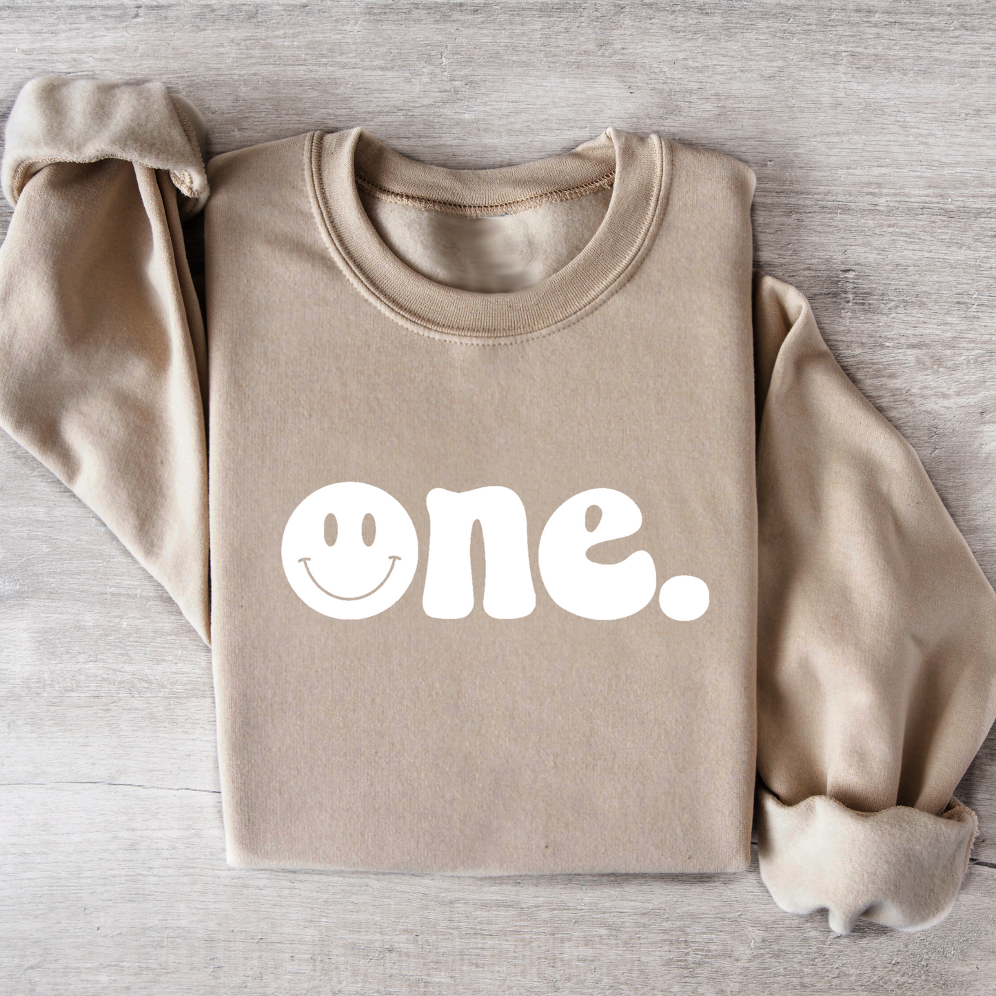 One. Smiley first birthday- Organic cotton infant and toddler sweatshirt - Summit and Nest