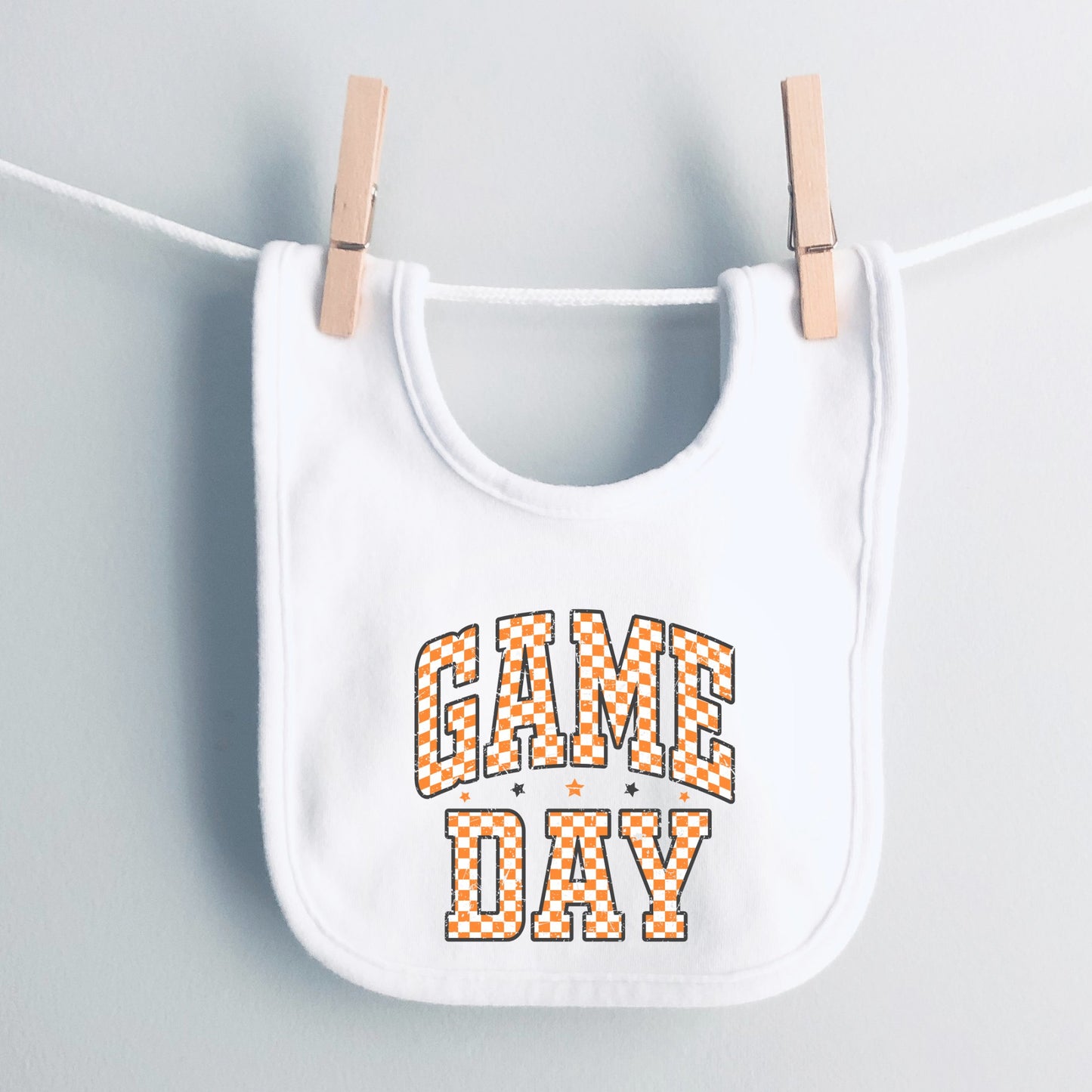Vintage Game Day- Orange and White- Cotton infant bib