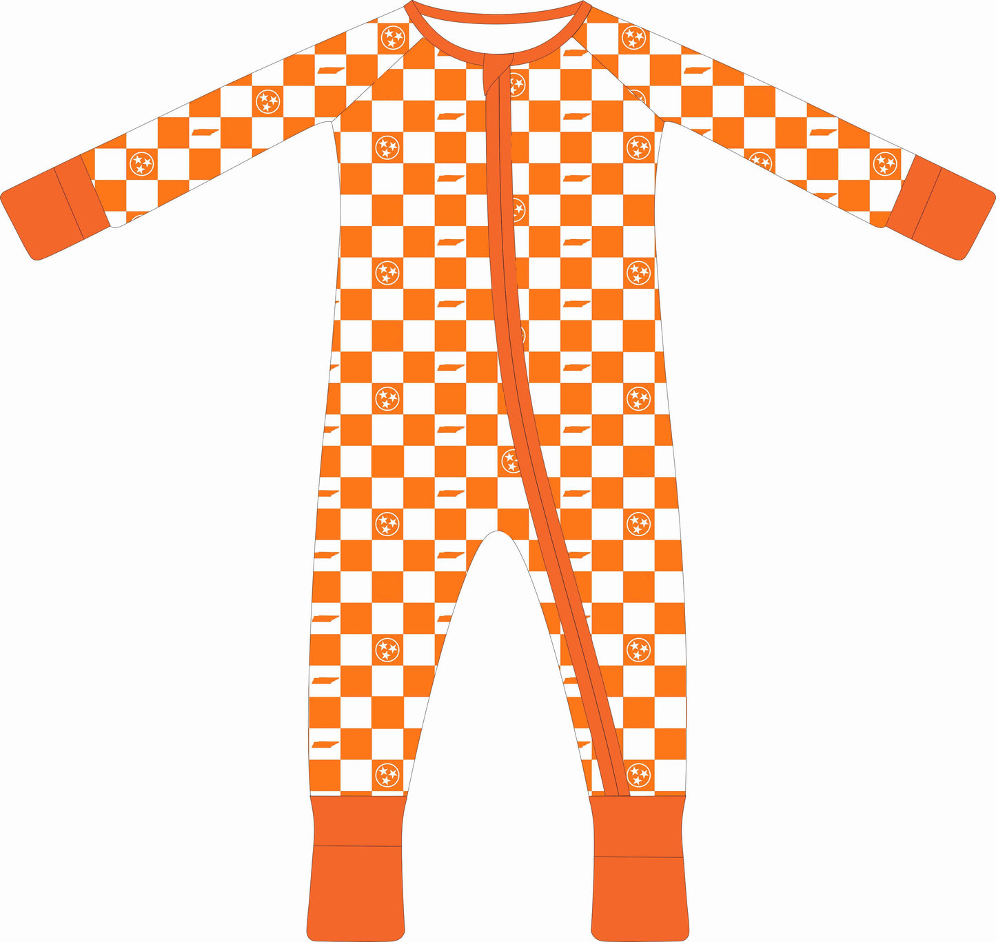 PREORDER- Tennessee Checkerboard- Bamboo convertible footie- Zippy pajamas