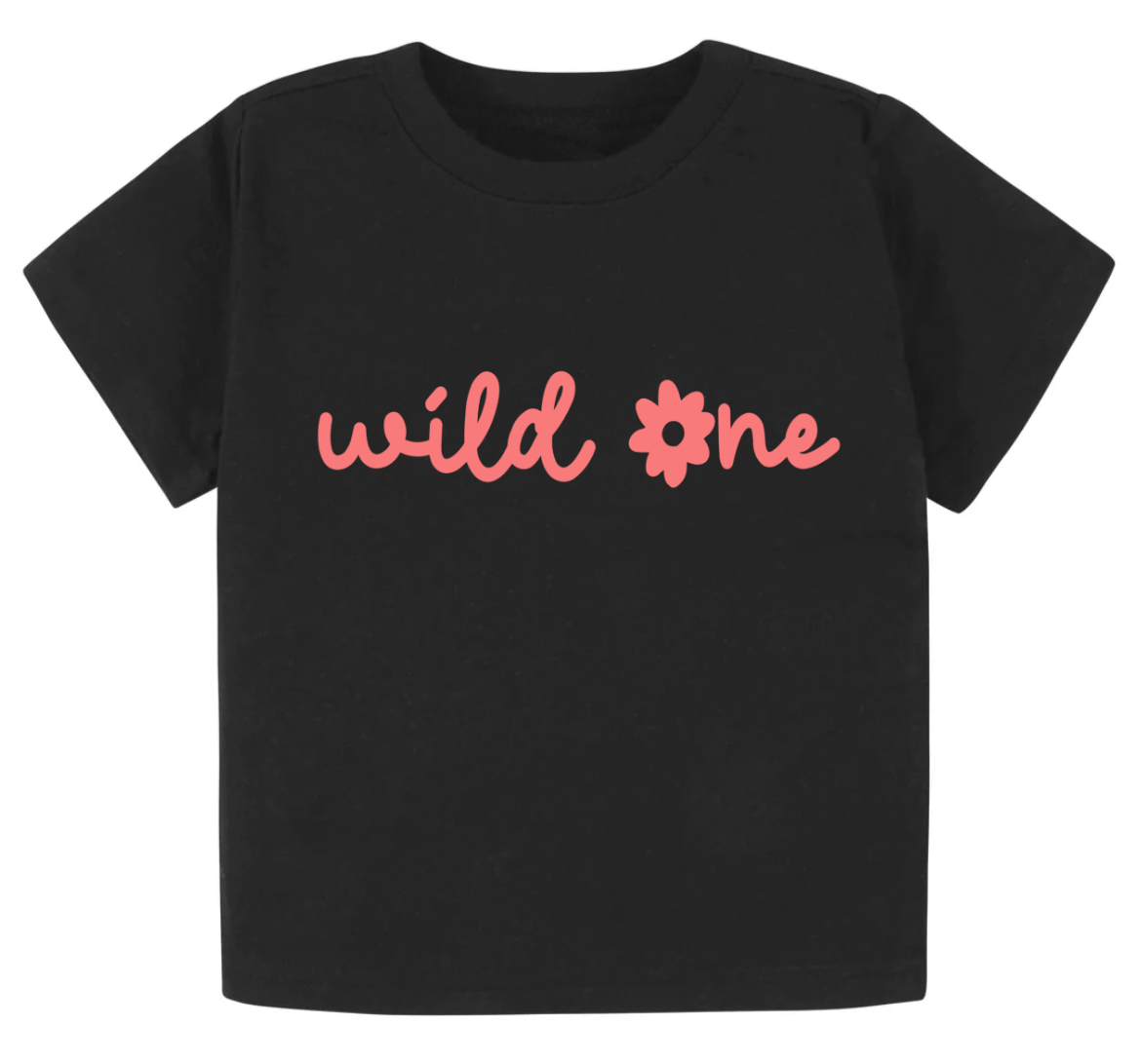 Wild One- Flower- Girl's shirt and infant bodysuit