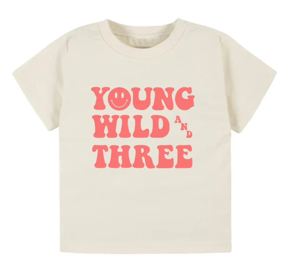 Young, wild, and three. Third birthday- Children's shirt - Summit and Nest