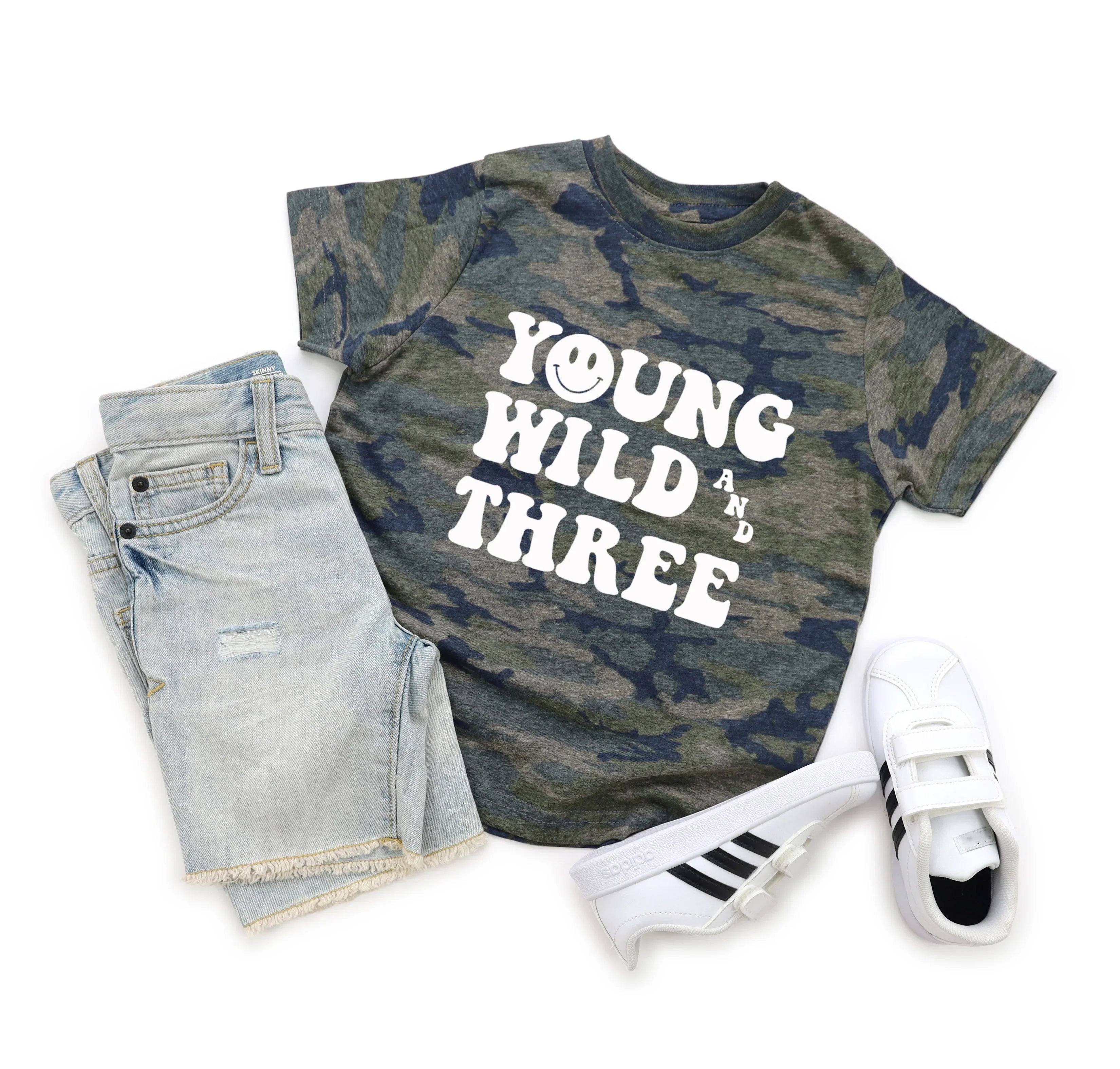 Young, wild, and three. Third birthday- Children's shirt - Summit and Nest