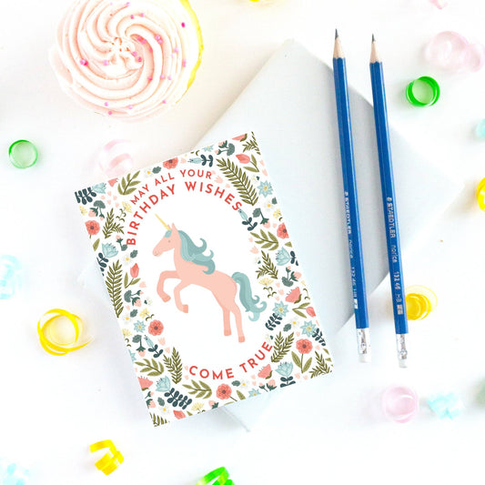 Floral Unicorn Birthday Card - Summit and Nest