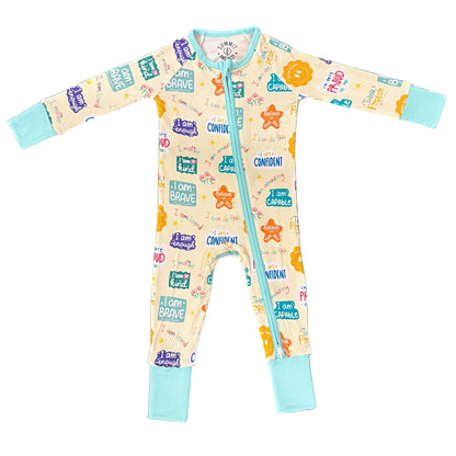 Positive affirmations- Bamboo convertible footie- Zippy pajamas