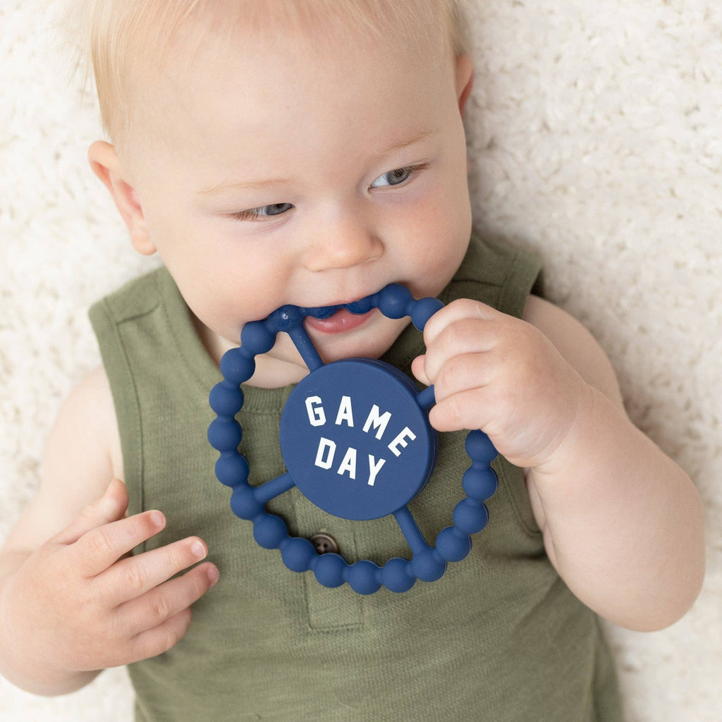 Game Day- Navy Blue- Silicone Happy Teether - Summit and Nest