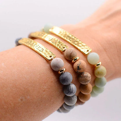 Blessed- Stone and hammered gold bracelet- Women's - Summit and Nest
