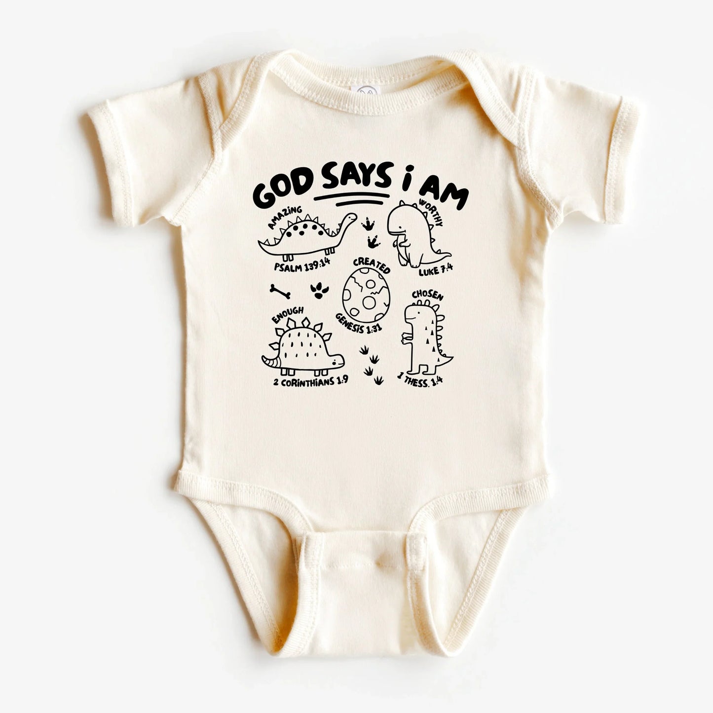 Dinosaurs- God says I am...- Short sleeve tee and infant bodysuit - Summit and Nest