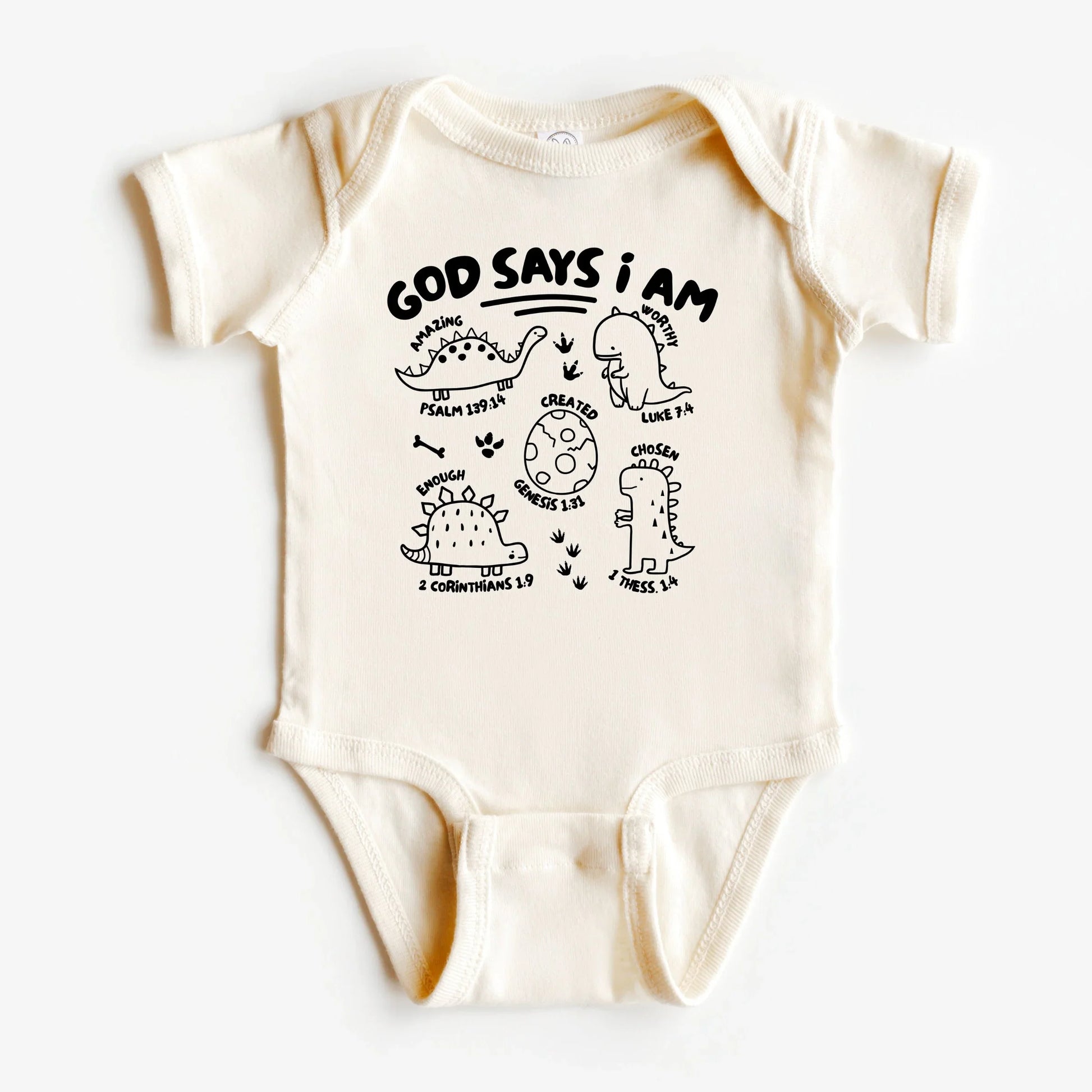 Dinosaurs- God says I am...- Short sleeve tee and infant bodysuit - Summit and Nest