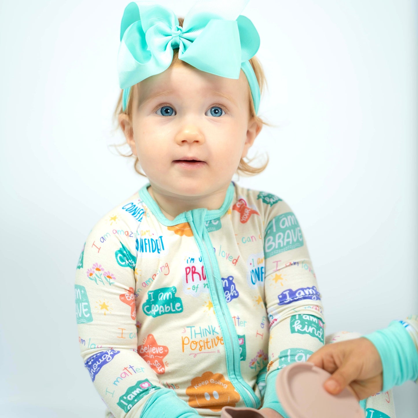 Positive affirmations- Bamboo convertible footie- Zippy pajamas