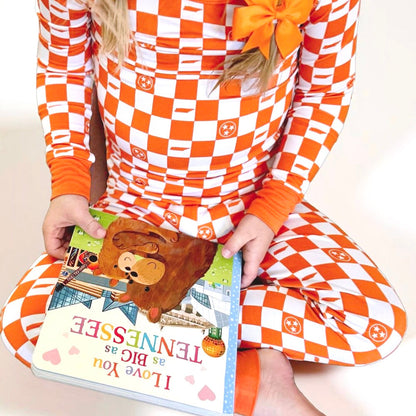 Tennessee Checkerboard- Bamboo two piece pajama set- Toddler and big kid
