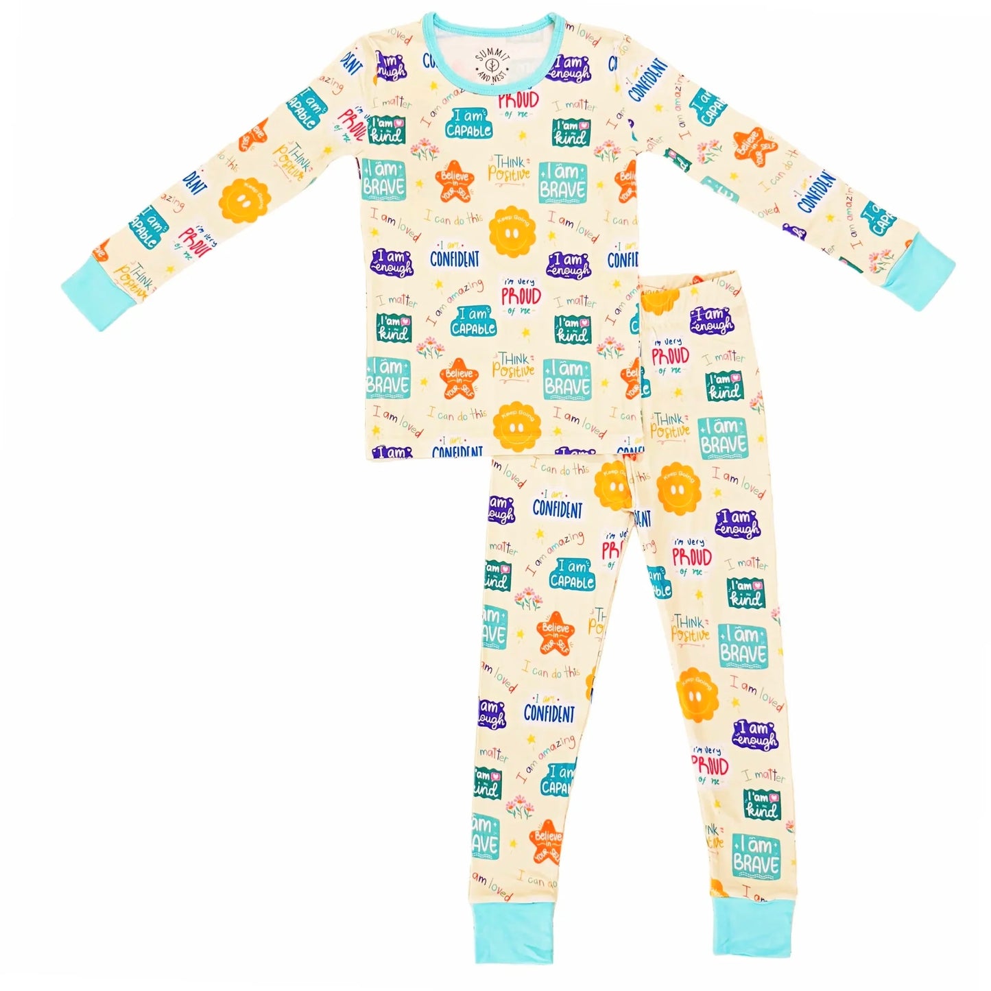 Positive affirmations- Bamboo two piece pajama set- Toddler and big kid