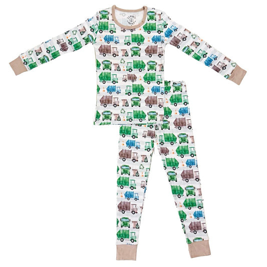 Trash day- Bamboo two piece pajama set- Toddler and big kid - Summit and Nest
