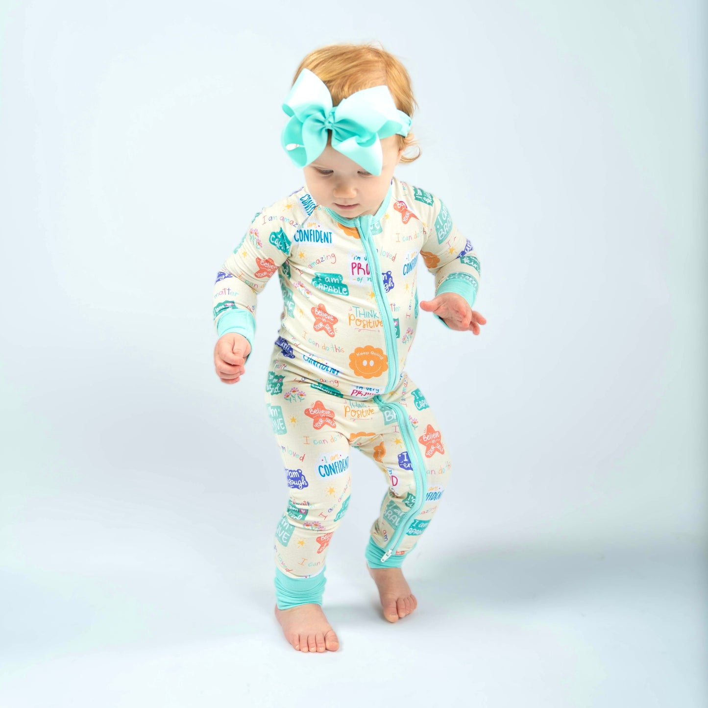 Positive affirmations- Bamboo convertible footie- Zippy pajamas