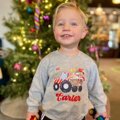 Christmas tractor (customized)- Organic cotton infant and toddler sweatshirt - Summit and Nest