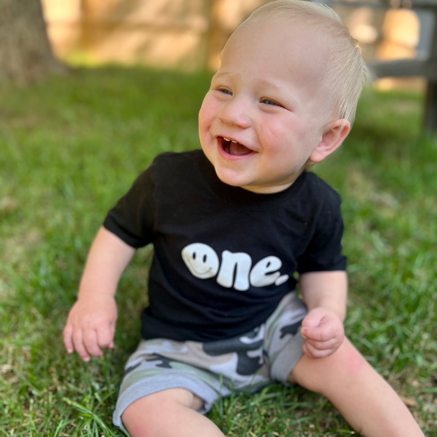 One. Smiley first birthday- Children's shirt and infant bodysuit - Summit and Nest