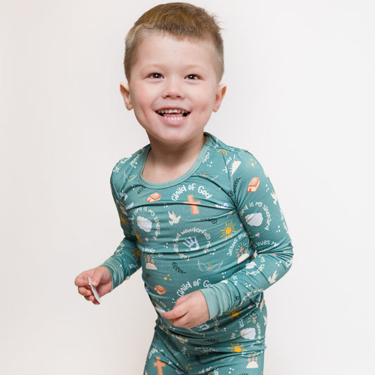 Faithful Blessings- Bamboo two piece pajama set- Toddler and big kid - Summit and Nest