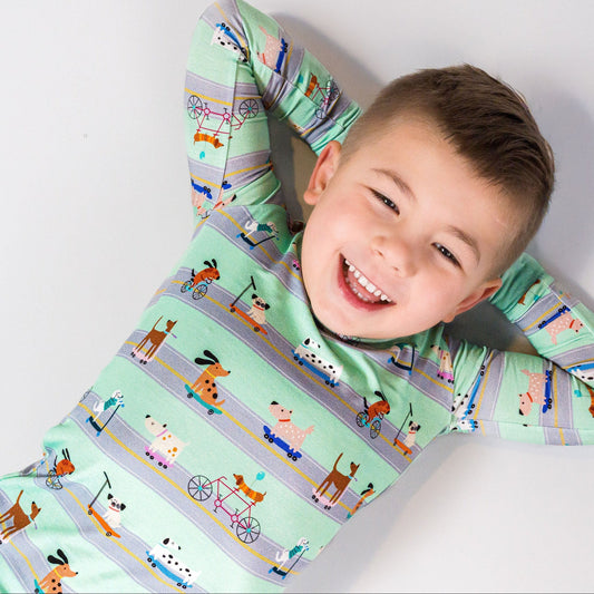 Waggin' Wheels- Bamboo two piece pajama set- Toddler and big kid - Summit and Nest