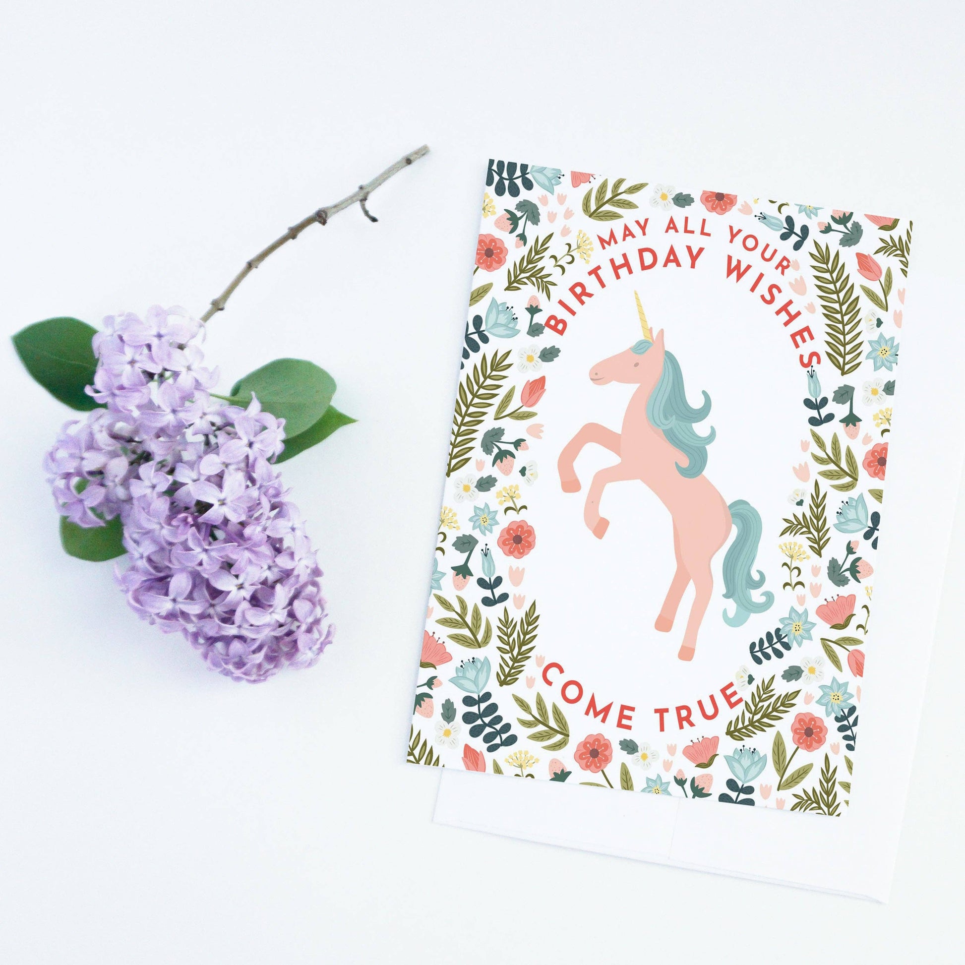 Floral Unicorn Birthday Card - Summit and Nest