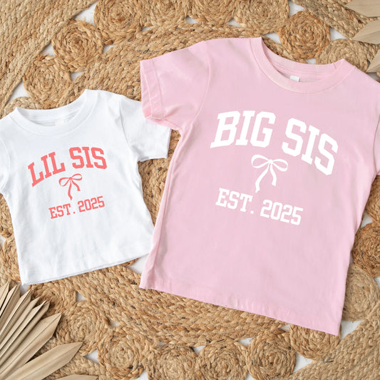 Big and Lil Sis- Customized- Girl's tee and infant bodysuit - Summit and Nest