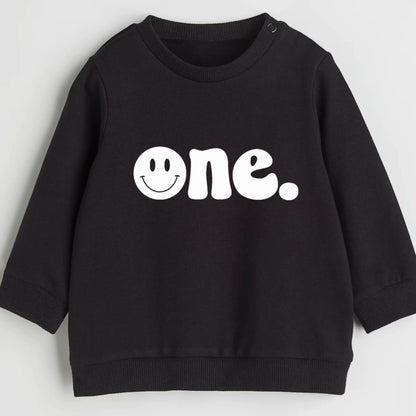 One. Smiley first birthday- Organic cotton infant and toddler sweatshirt - Summit and Nest