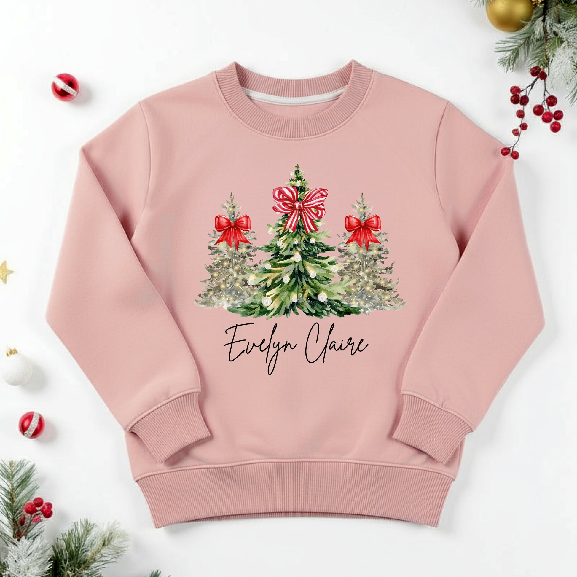 Bows on tree tops (custom)- Christmas- Children's sweatshirt - Summit and Nest