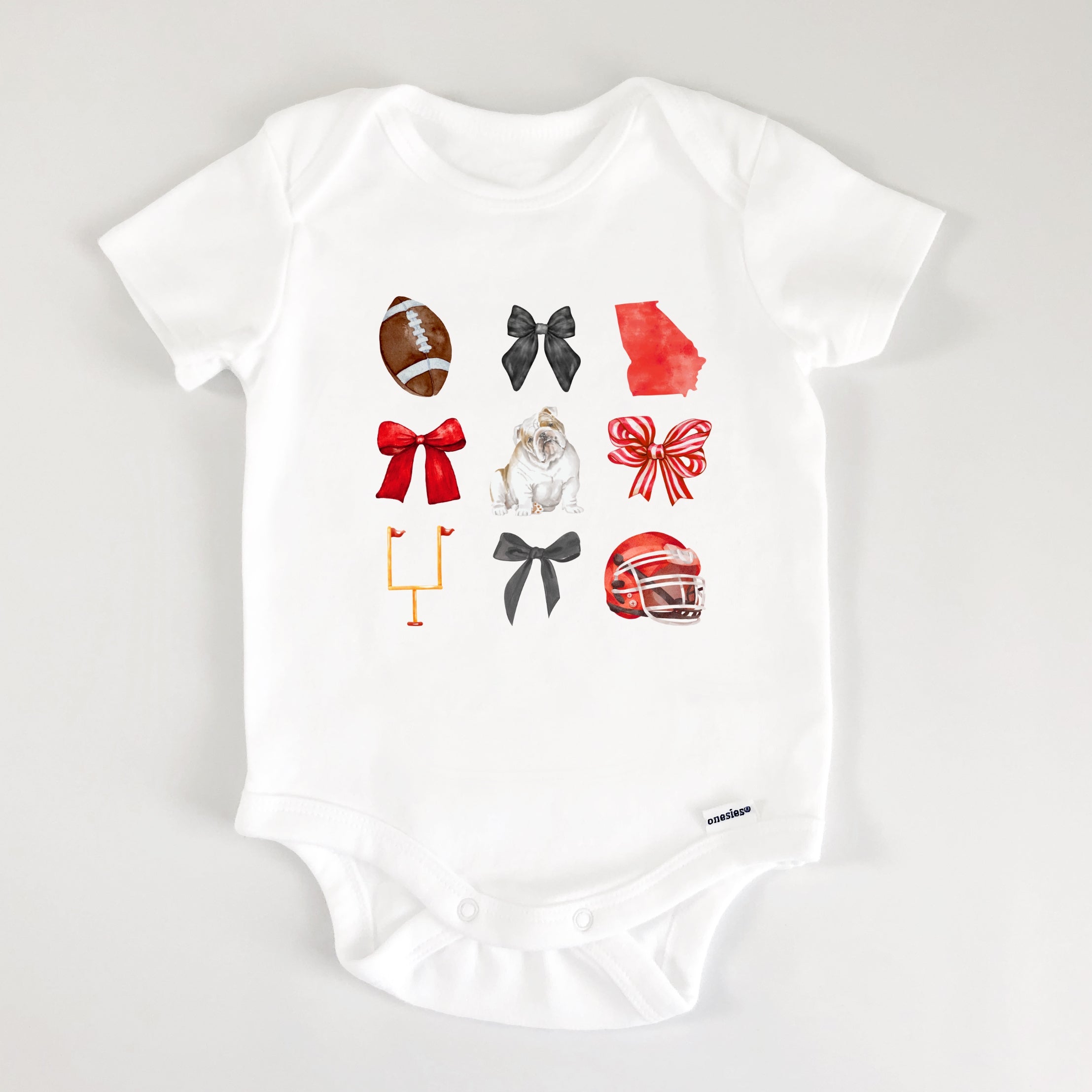 Bulldog bows- Georgia children's tee shirt and infant bodysuit - Summit and Nest