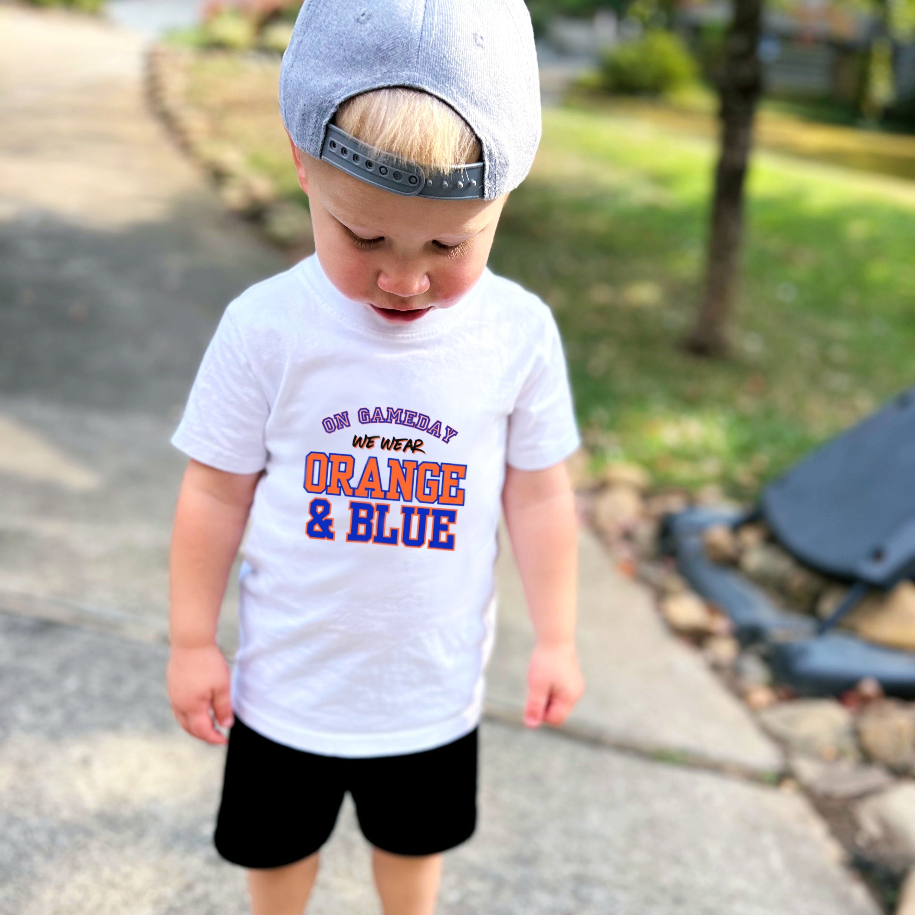 On gameday we wear orange and blue- Children's shirt and infant bodysuit - Summit and Nest