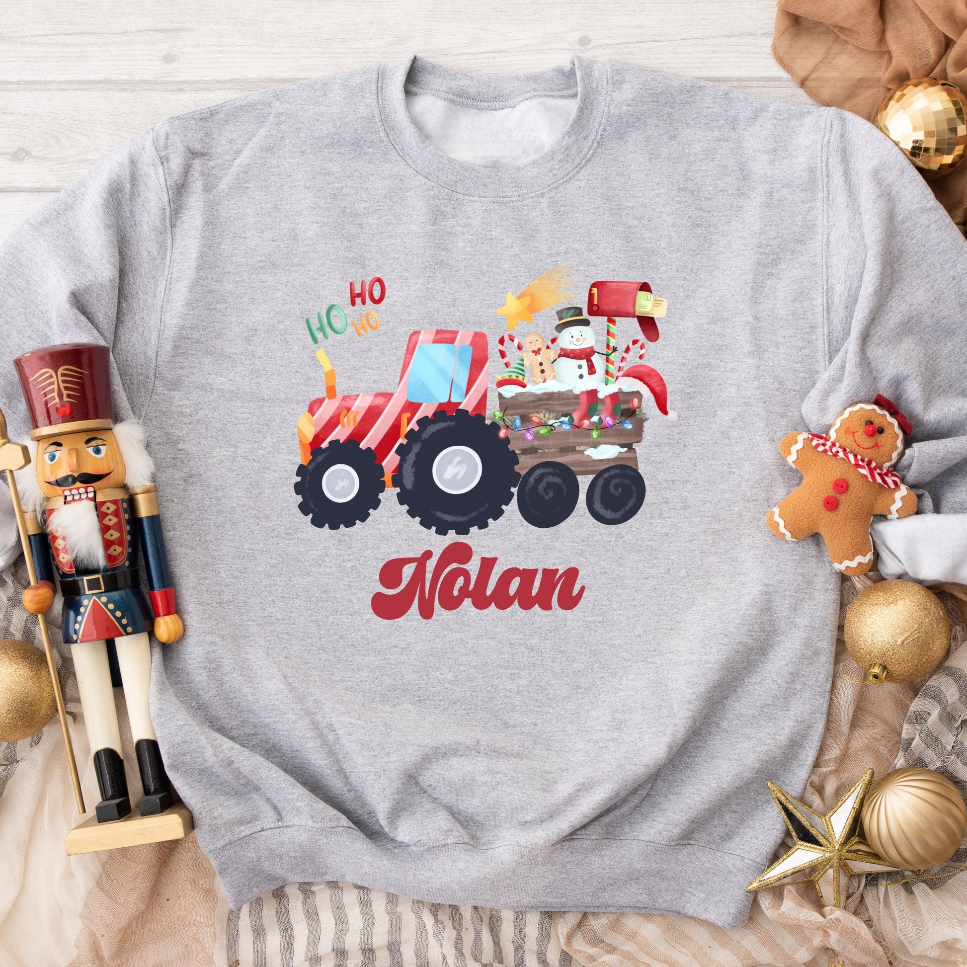 Christmas tractor (customized)- Organic cotton infant and toddler sweatshirt - Summit and Nest