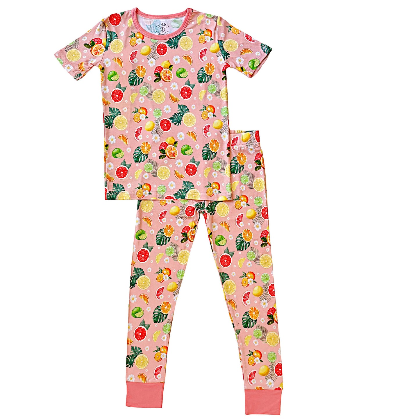 Citrus Blooms- Bamboo short sleeve pajama set- Toddler and big kid