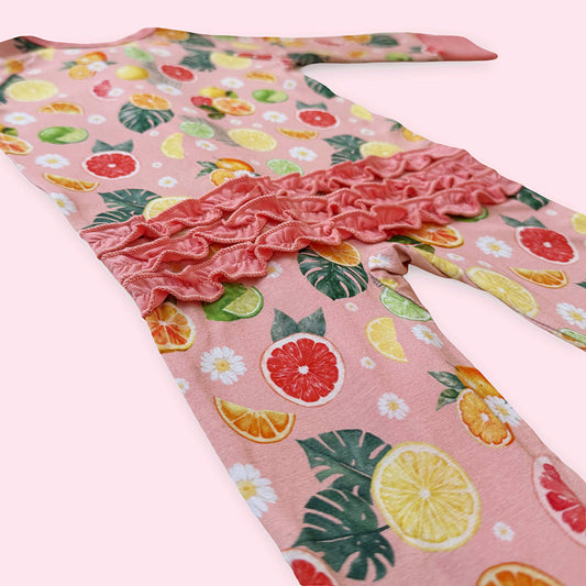 Citrus Blooms- Bamboo convertible ruffle footie- Zippy pajamas