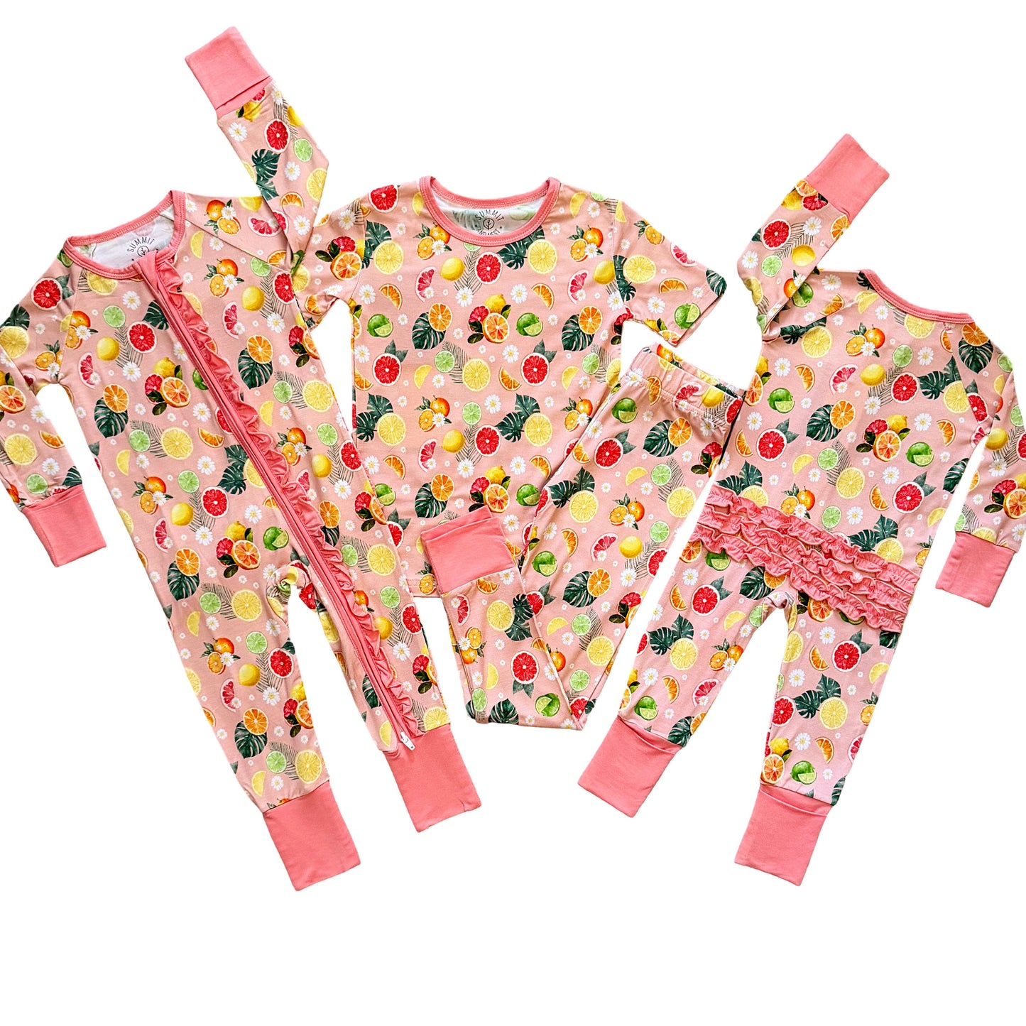 Citrus Blooms- Bamboo convertible ruffle footie- Zippy pajamas