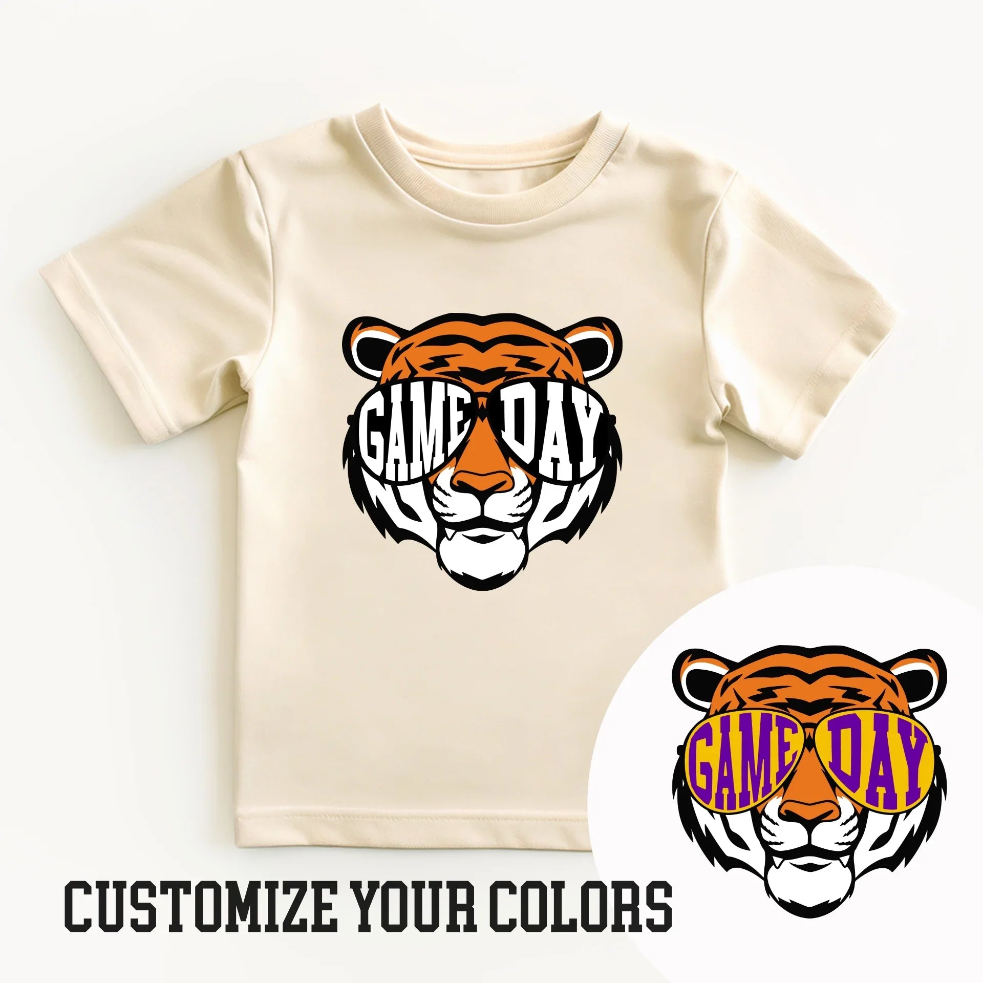 Game Day Tiger- Customized - Children's shirt and infant bodysuit - Summit and Nest