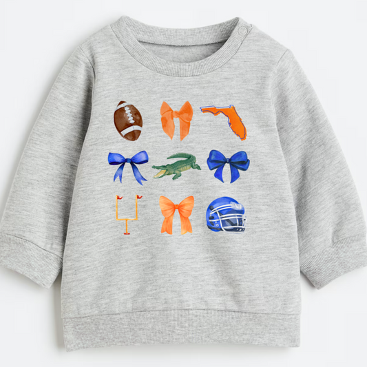 Florida gators girls gray sweatshirt coquette bows